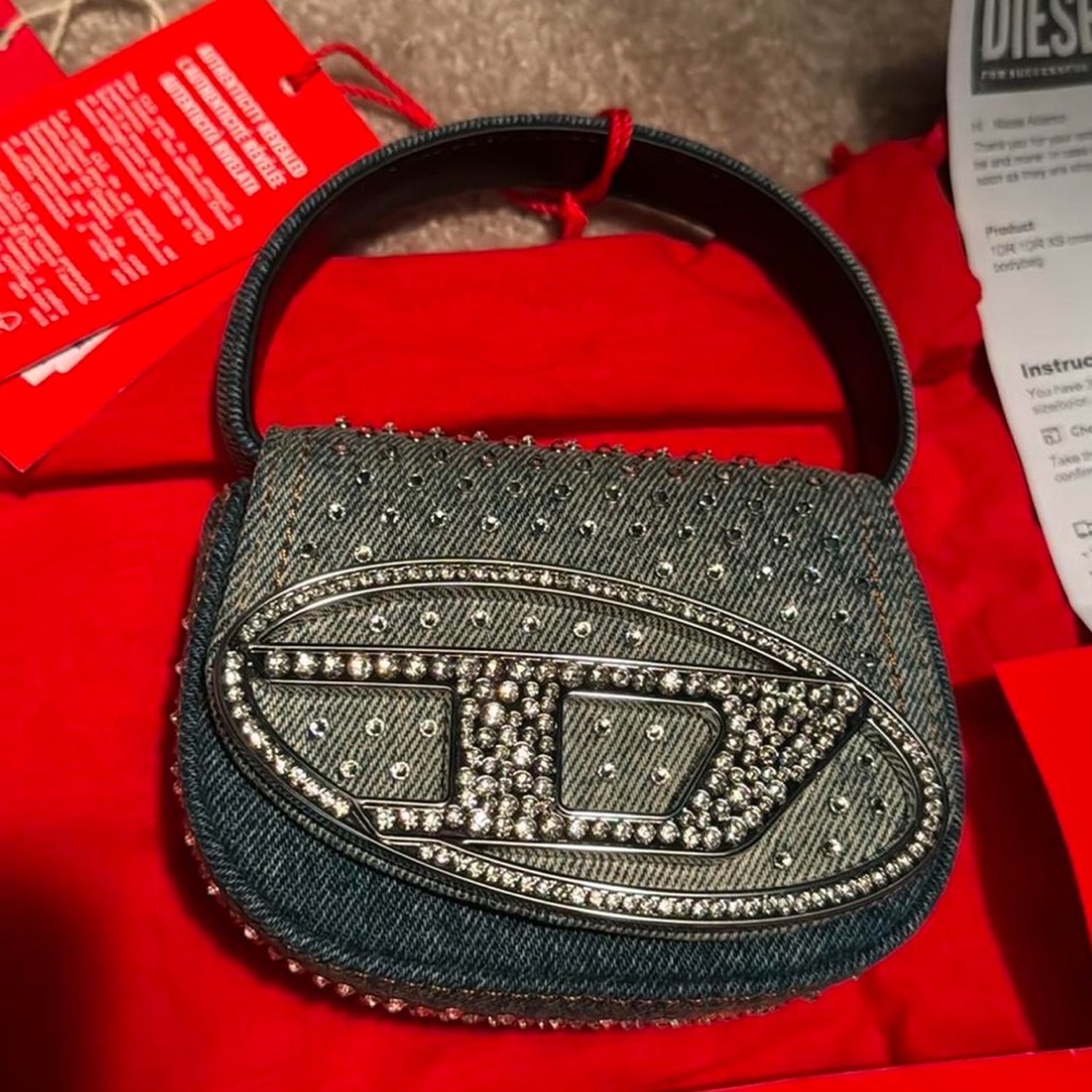 1DR XS by Diesel - Iconic mini bag in denim and crystals